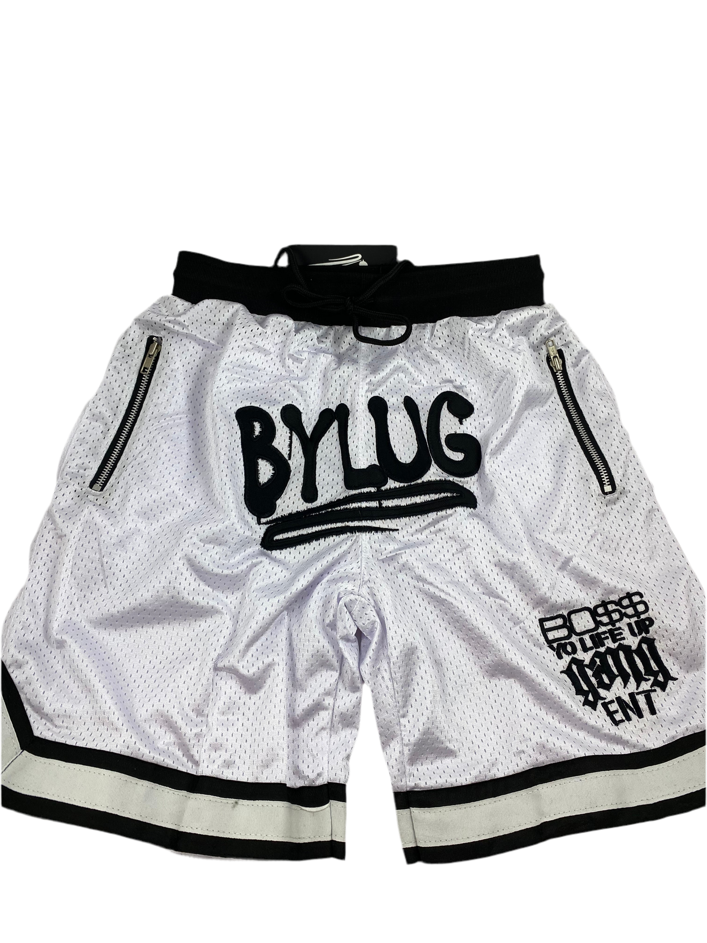 BYLUG Basketball Shorts- White/Black